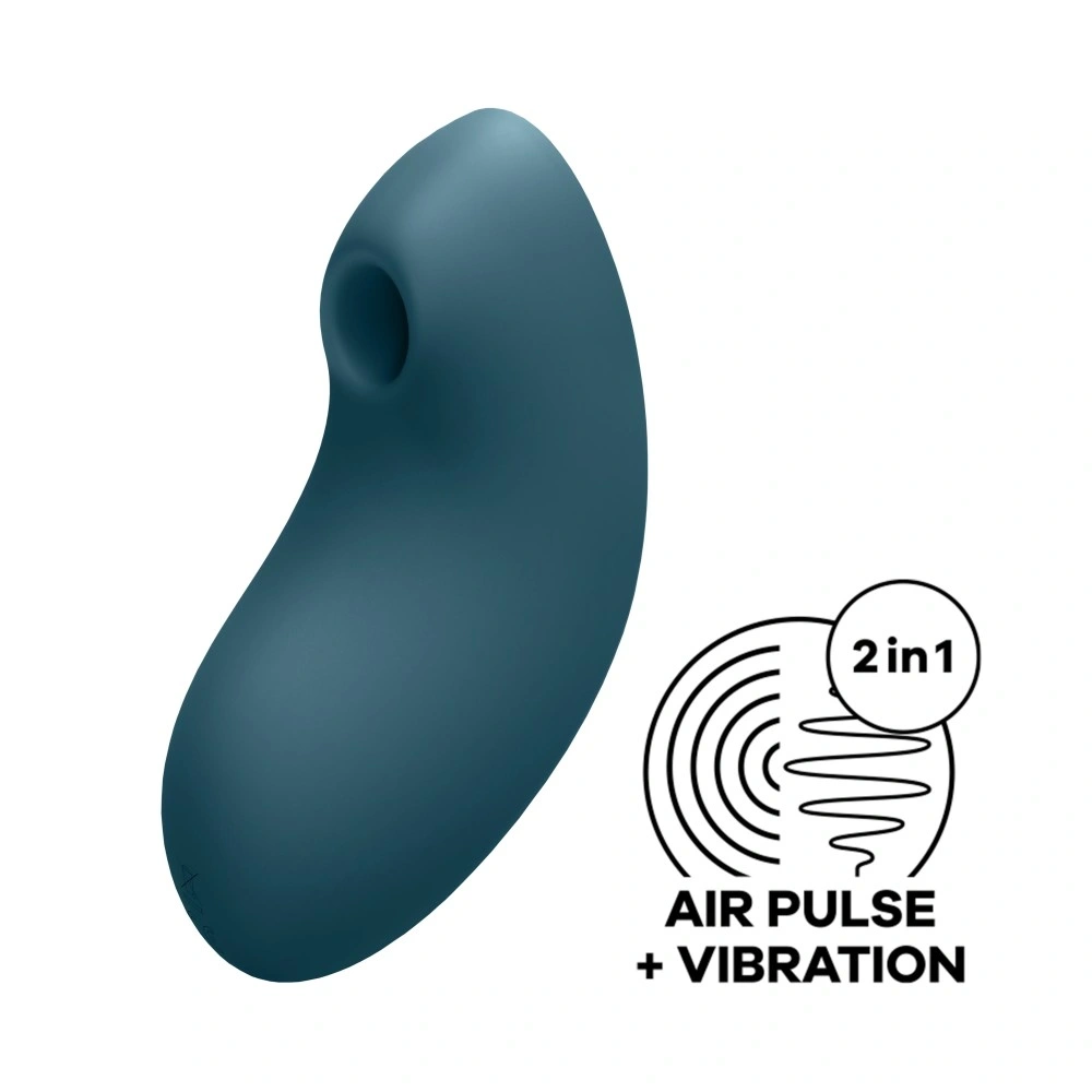 Stimulator Clitoris Vulva Lover 2 Air Pulse+Vibration USB Silicon Albastru, Nr. 2, Erotic24.ro