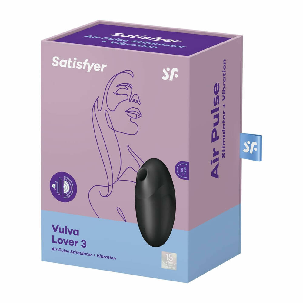 Stimulator Clitoris Vulva Lover 3 Air Pulse+Vibration, Silicon, USB, Negru, #10, Erotic24.ro