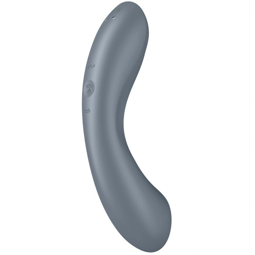 Vibrator Curvy Trinity 1, Air Pulse, 11 Programe Suctiune, 12 Programe Vibratii, Silicon, USB, Gri, 16.4 cm, #2, Erotic24.ro