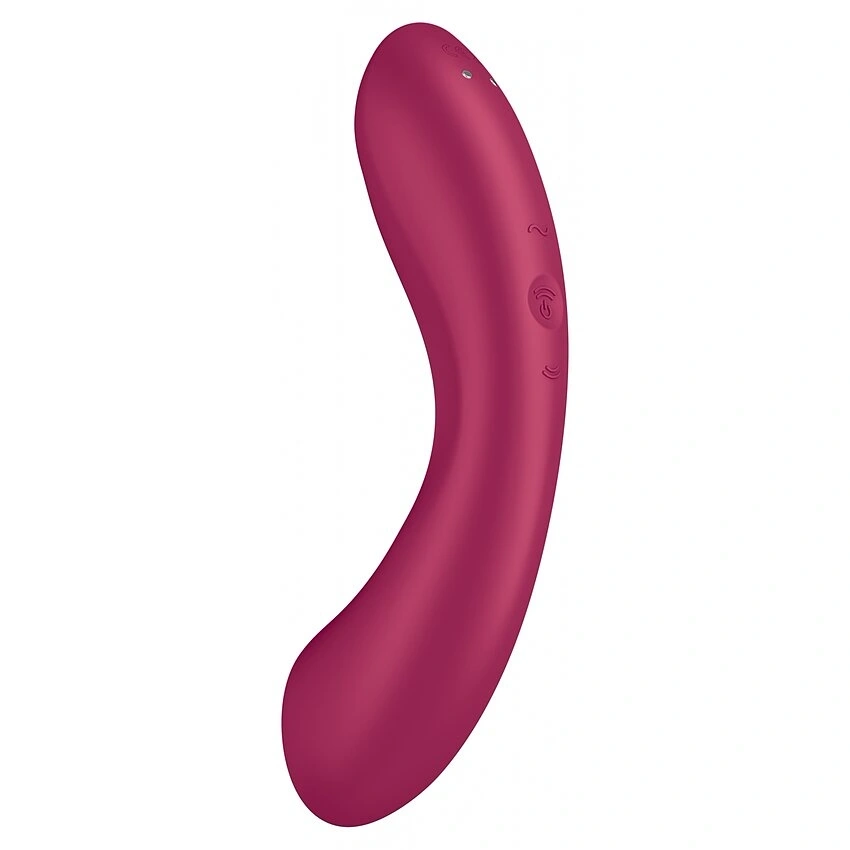Vibrator Curvy Trinity 1, Air Pulse, 11 Programe Suctiune, 12 Programe Vibratii, Silicon, USB, Rosu, 16.4 cm, #4, Erotic24.ro