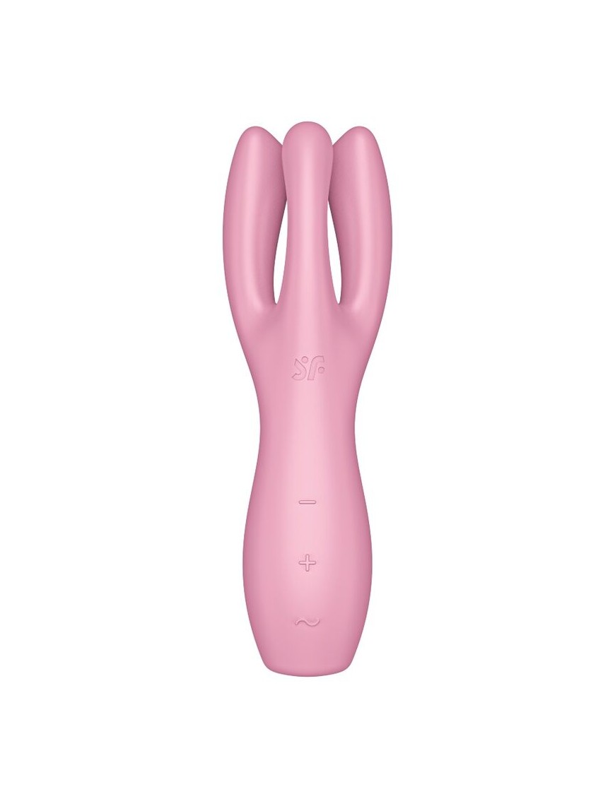 Vibrator Threesome 3 Satisfyer Silicon USB Roz 14 cm, #2, Erotic24.ro