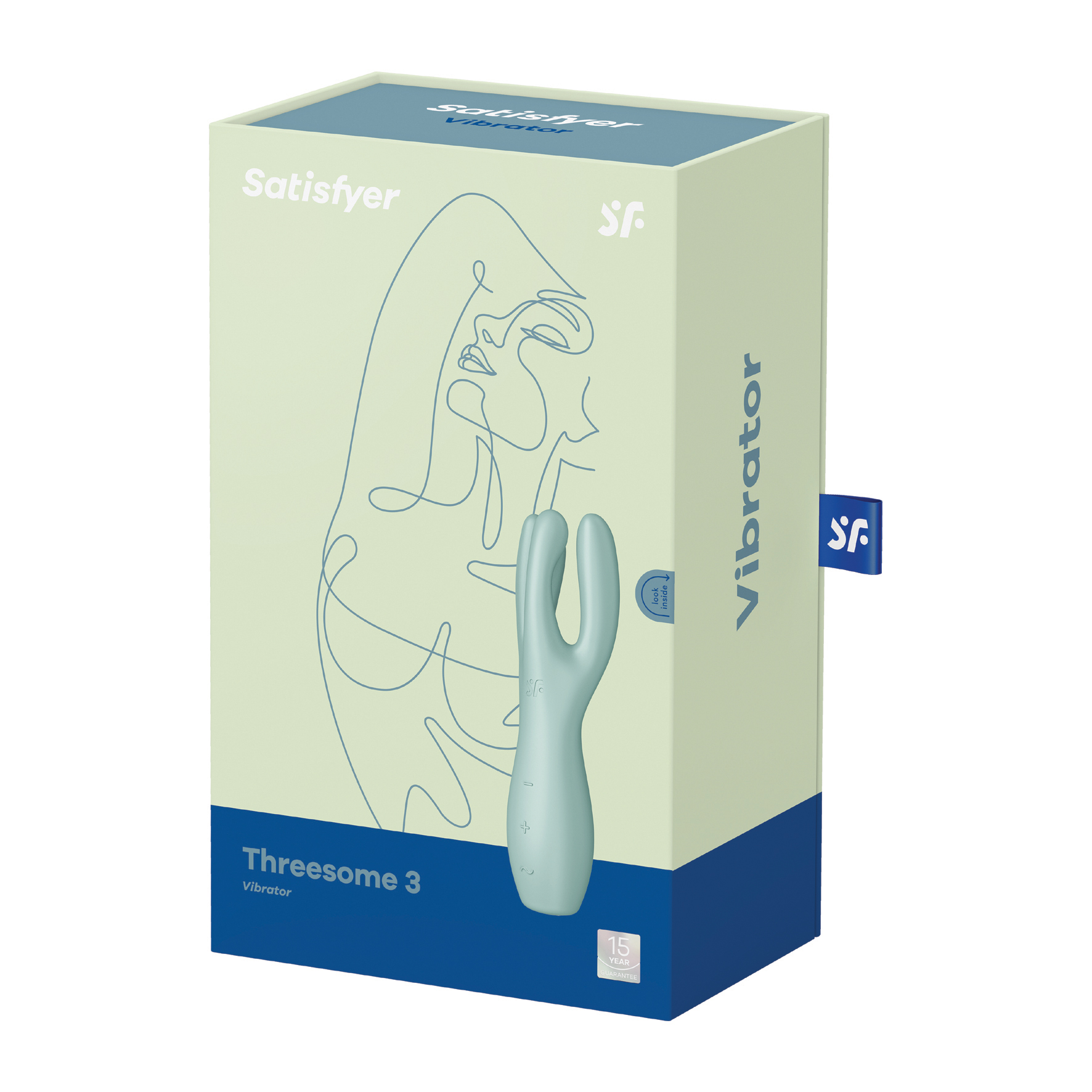 Vibrator Threesome 3 Satisfyer Silicon USB Verde 14 cm, Nr. 3, Erotic24.ro