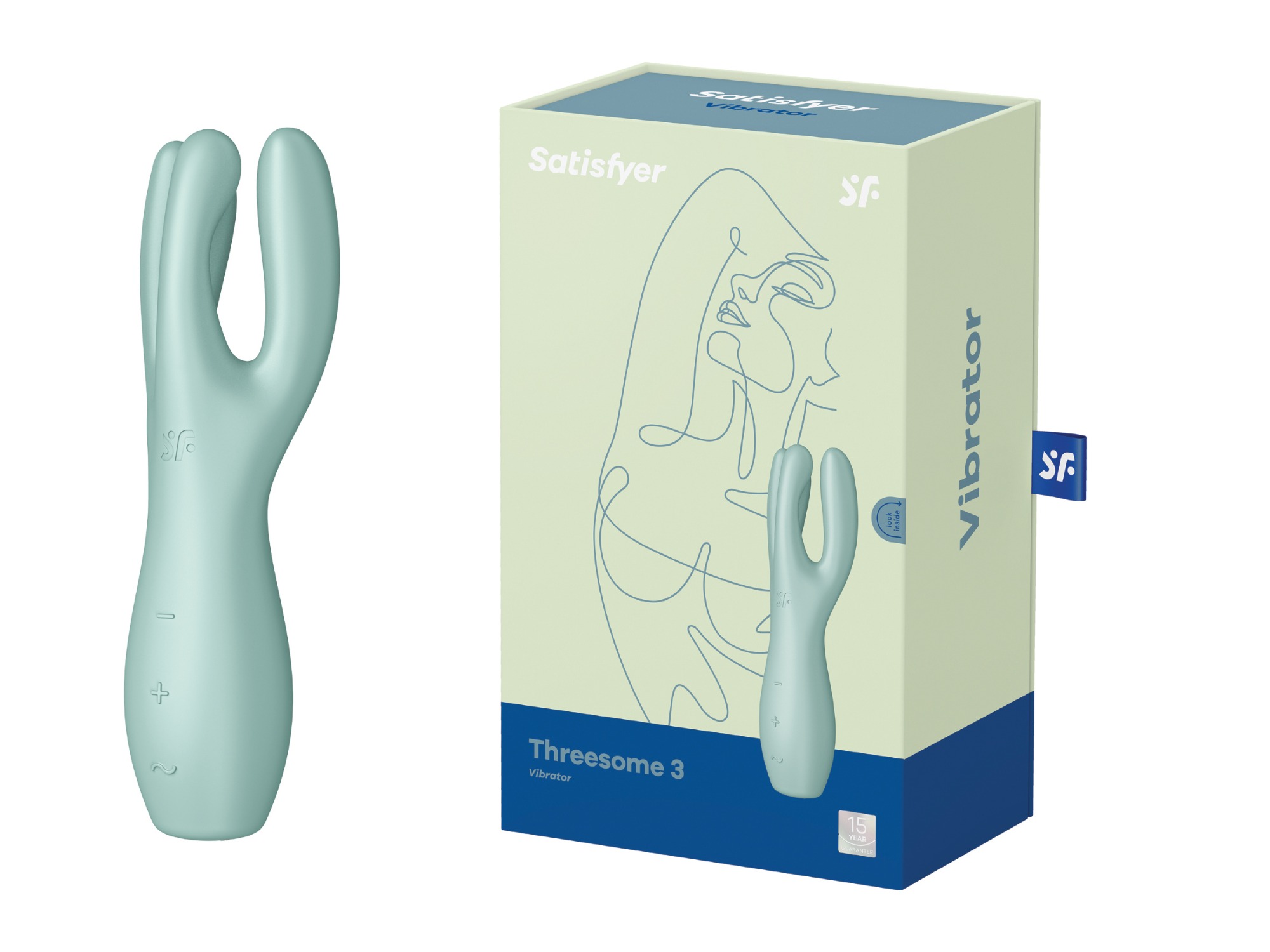 Vibrator Threesome 3 Satisfyer Silicon USB Verde 14 cm, Nr. 4, Erotic24.ro