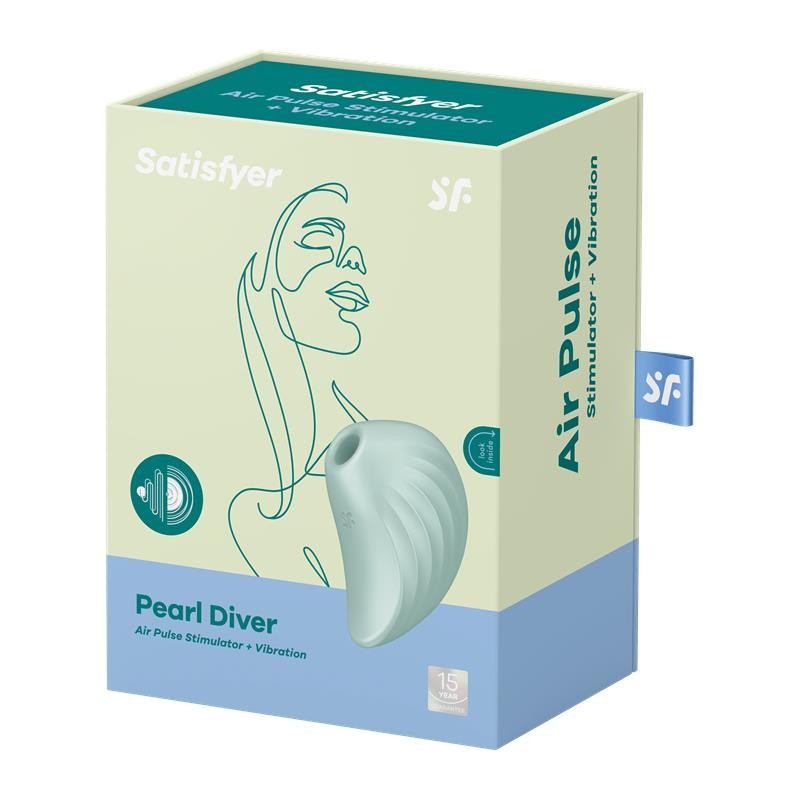 Stimulator Clitoris Pearl Diver Air Pulse+Vibration USB Silicon Verde, #7, Erotic24.ro
