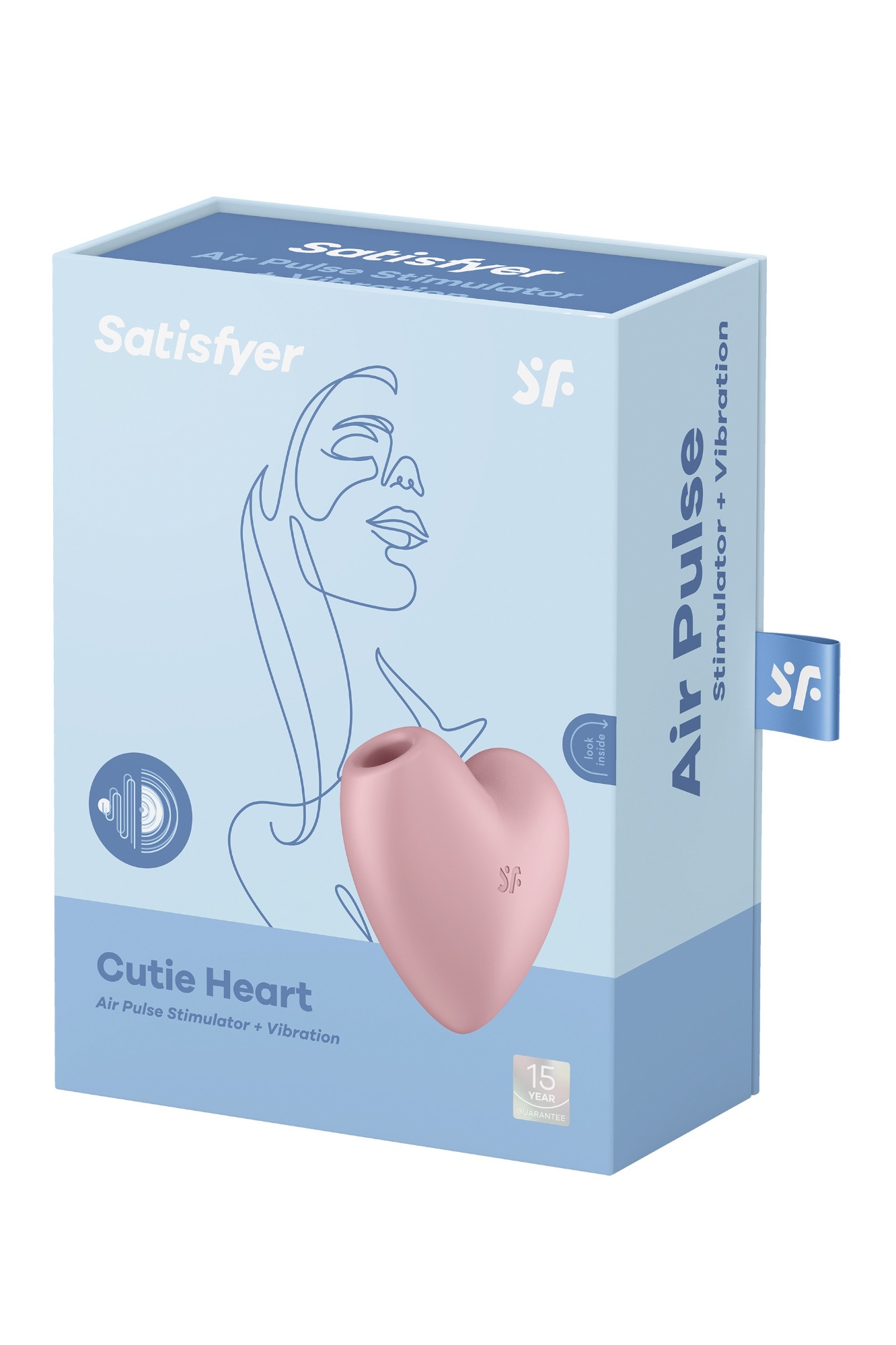 Stimulator Clitoris Cutie Heart Air Pulse Stimulator+Vibration, Silicon, USB, Roz, #7, Erotic24.ro