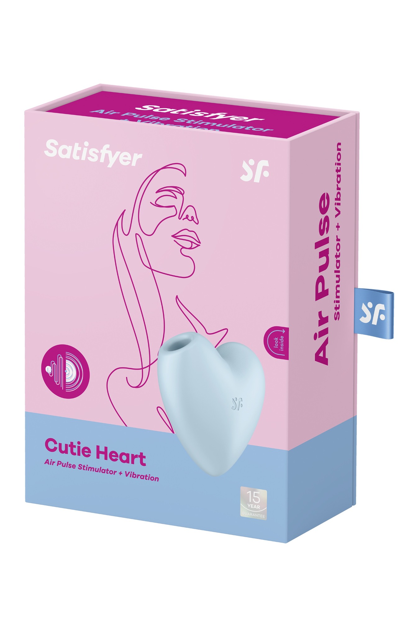 Stimulator Clitoris Cutie Heart Air Pulse Stimulator+Vibration, Silicon, USB, Albastru, #5, Erotic24.ro