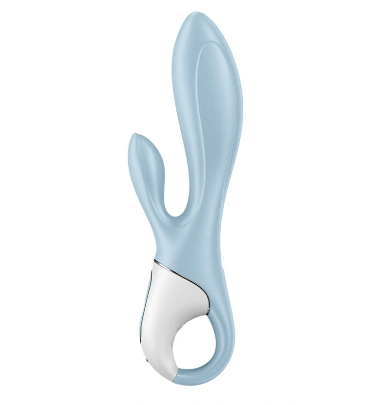 Vibrator Gonflabil Air Pump Bunny 1, 12 Moduri Vibratii, Silicon, USB, Albastru, 20.6 cm, #2, Erotic24.ro