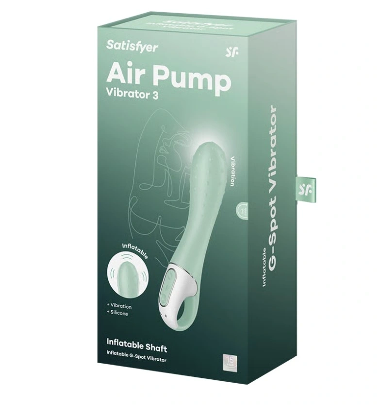 Vibrator Gonflabil Air Pump Vibrator 3, 12 Moduri Vibratii, Silicon, USB, Verde, 20.8 cm, #5, Erotic24.ro