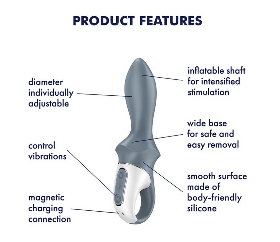 Vibrator Gonflabil Air Pump Booty 1, 12 Moduri Vibratii, Silicon, USB, Gri, 18.7 cm, #4, Erotic24.ro