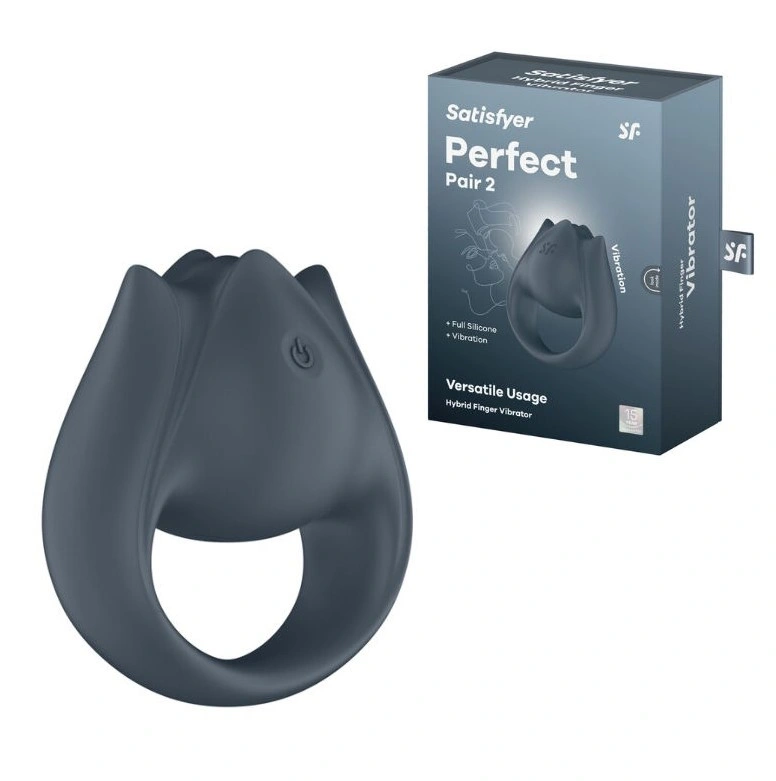 Vibrator Finger Perfect Pair 2, 12 Programe de Vibratii, Silicon, USB, Gri Inchis, Nr. 7, Erotic24.ro