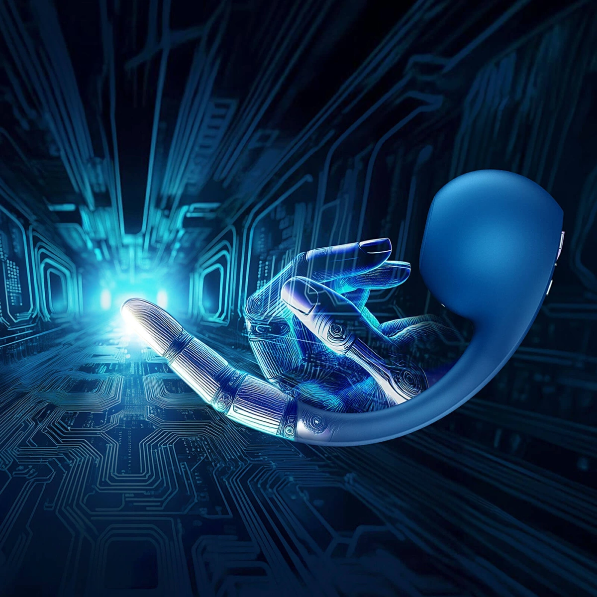 Stimulator Dual Pro+ Wave 4, Bluetooth Control, Robotic G-Spot Stimulation, Air Pulse, Silicon, USB, Albastru, #5, Erotic24.ro