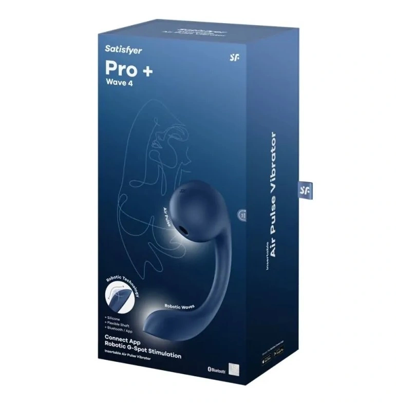 Stimulator Dual Pro+ Wave 4, Bluetooth Control, Robotic G-Spot Stimulation, Air Pulse, Silicon, USB, Albastru, #7, Erotic24.ro