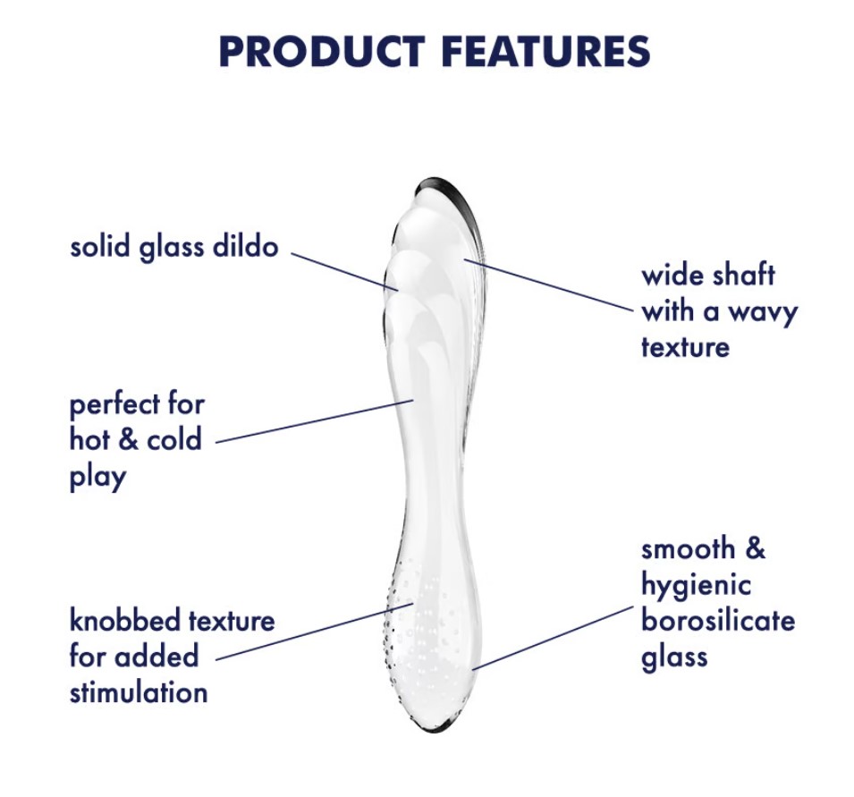 Dildo Dublu Dazzling Crystal 1, Sticla Borosilicata, Transparent, 17.8 cm, #4, Erotic24.ro