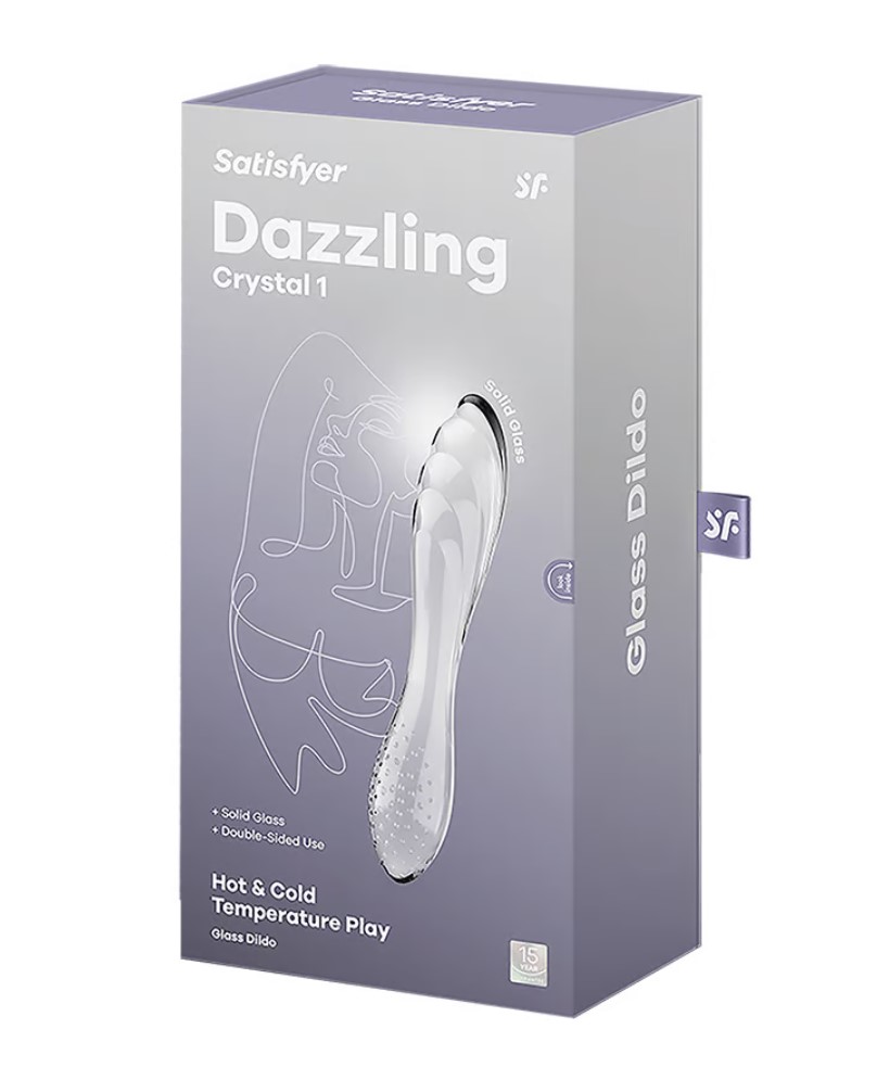 Dildo Dublu Dazzling Crystal 1, Sticla Borosilicata, Transparent, 17.8 cm, #5, Erotic24.ro