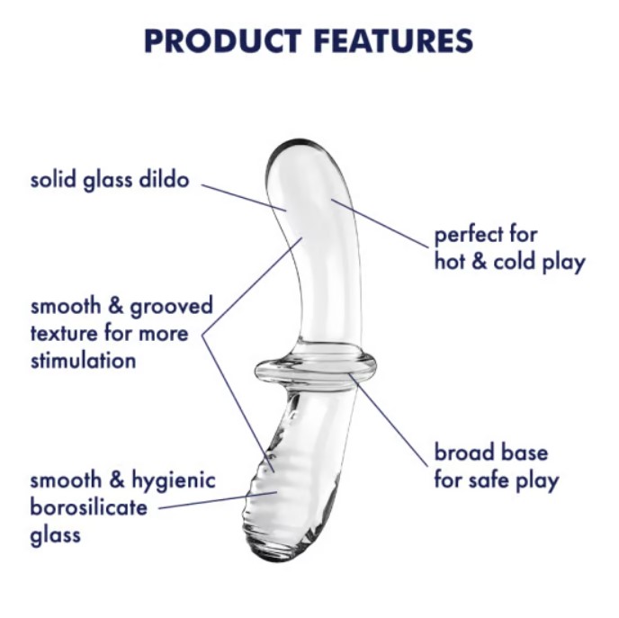 Dildo Dublu Double Crystal, Sticla Borosilicata, Transparent, 19 cm, #6, Erotic24.ro