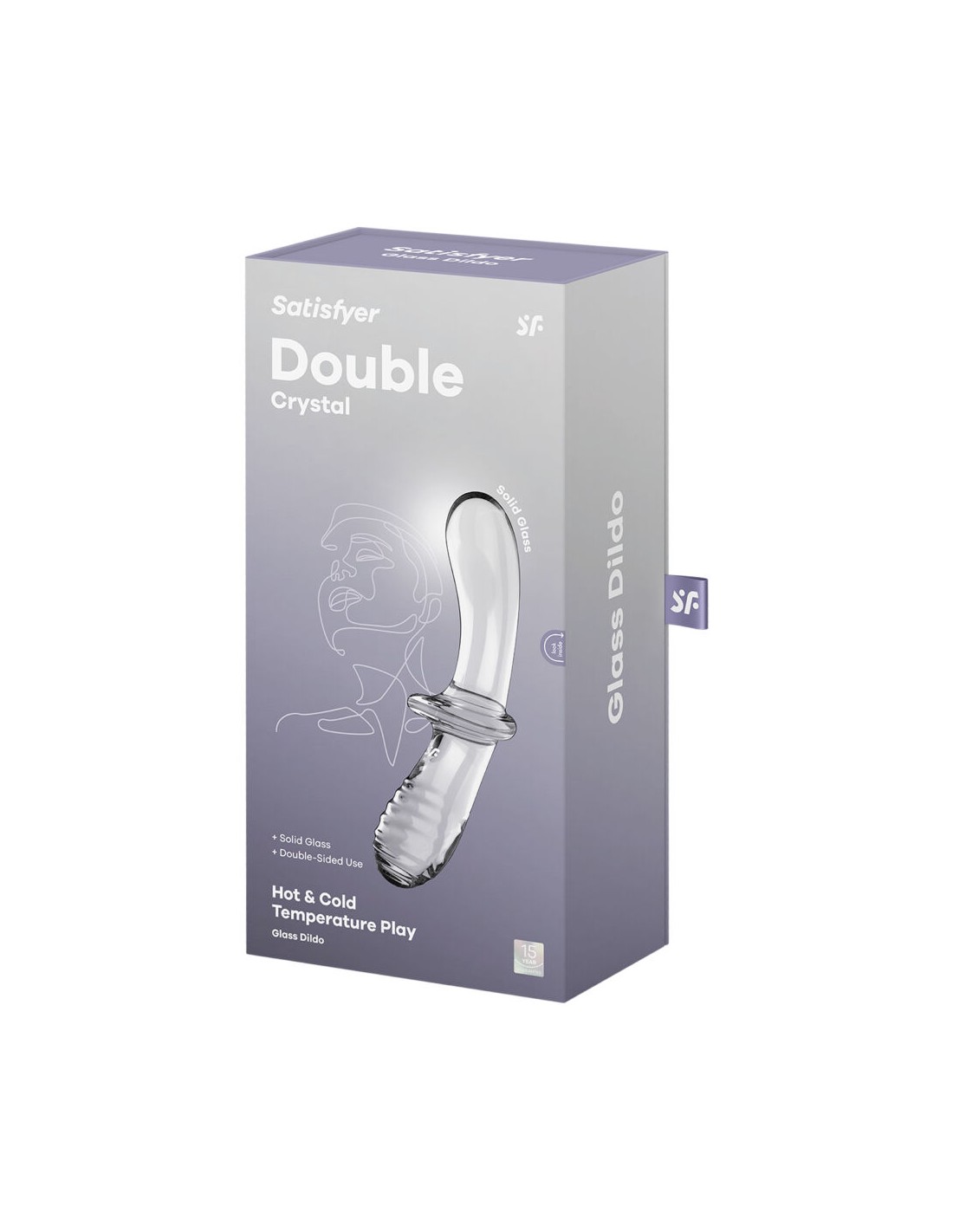 Dildo Dublu Double Crystal, Sticla Borosilicata, Transparent, 19 cm, #7, Erotic24.ro