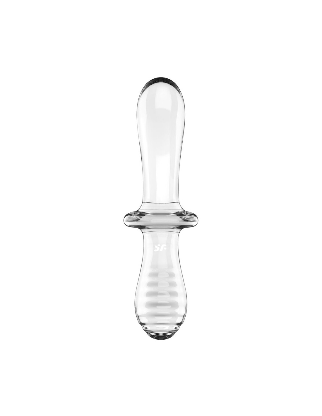 Dildo Dublu Double Crystal, Sticla Borosilicata, Transparent, 19 cm, #3, Erotic24.ro