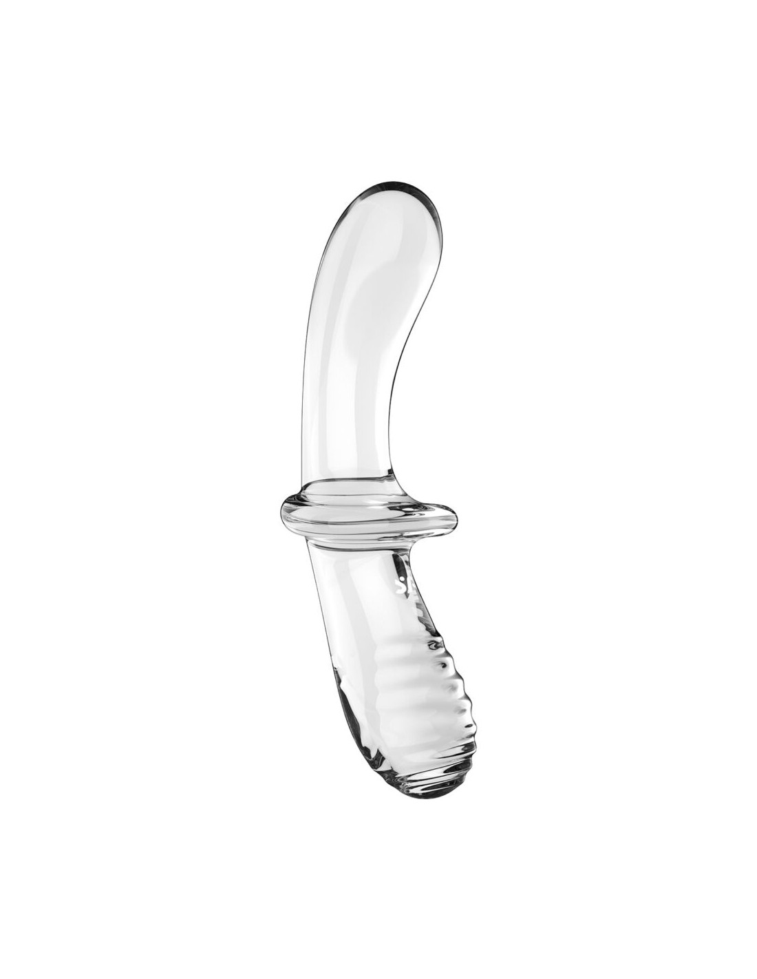 Dildo Dublu Double Crystal, Sticla Borosilicata, Transparent, 19 cm, #2, Erotic24.ro