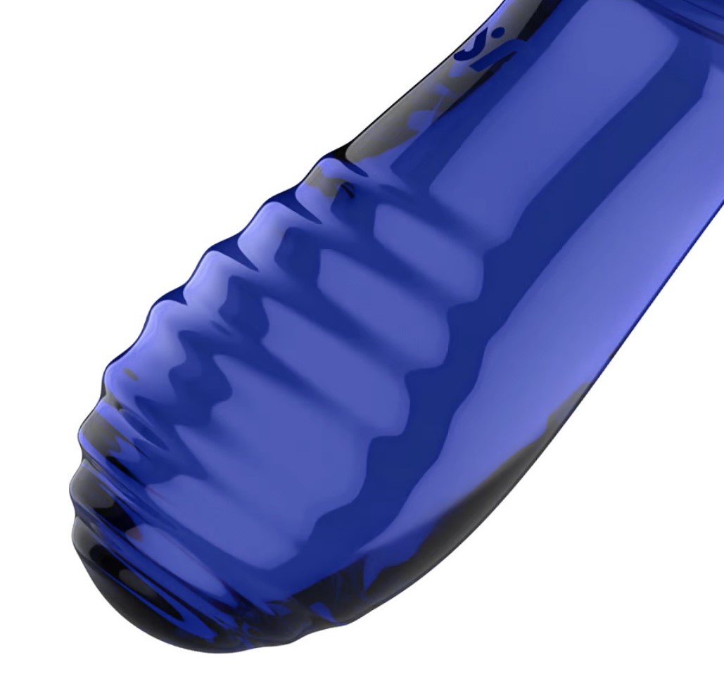 Dildo Dublu Double Crystal, Sticla Borosilicata, Albastru Deschis, 19 cm, #5, Erotic24.ro