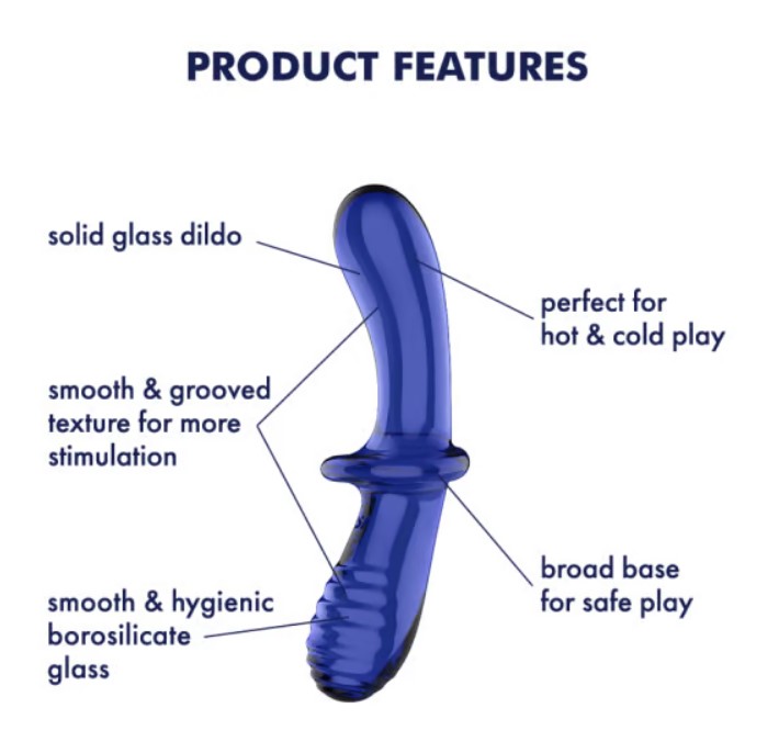 Dildo Dublu Double Crystal, Sticla Borosilicata, Albastru Deschis, 19 cm, #6, Erotic24.ro