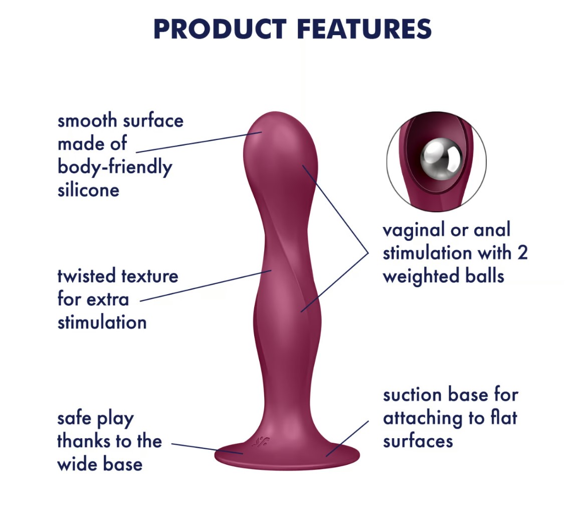 Dildo cu Bile Metalice Double Ball-R, Silicon, Rosu, 18 cm, #4, Erotic24.ro
