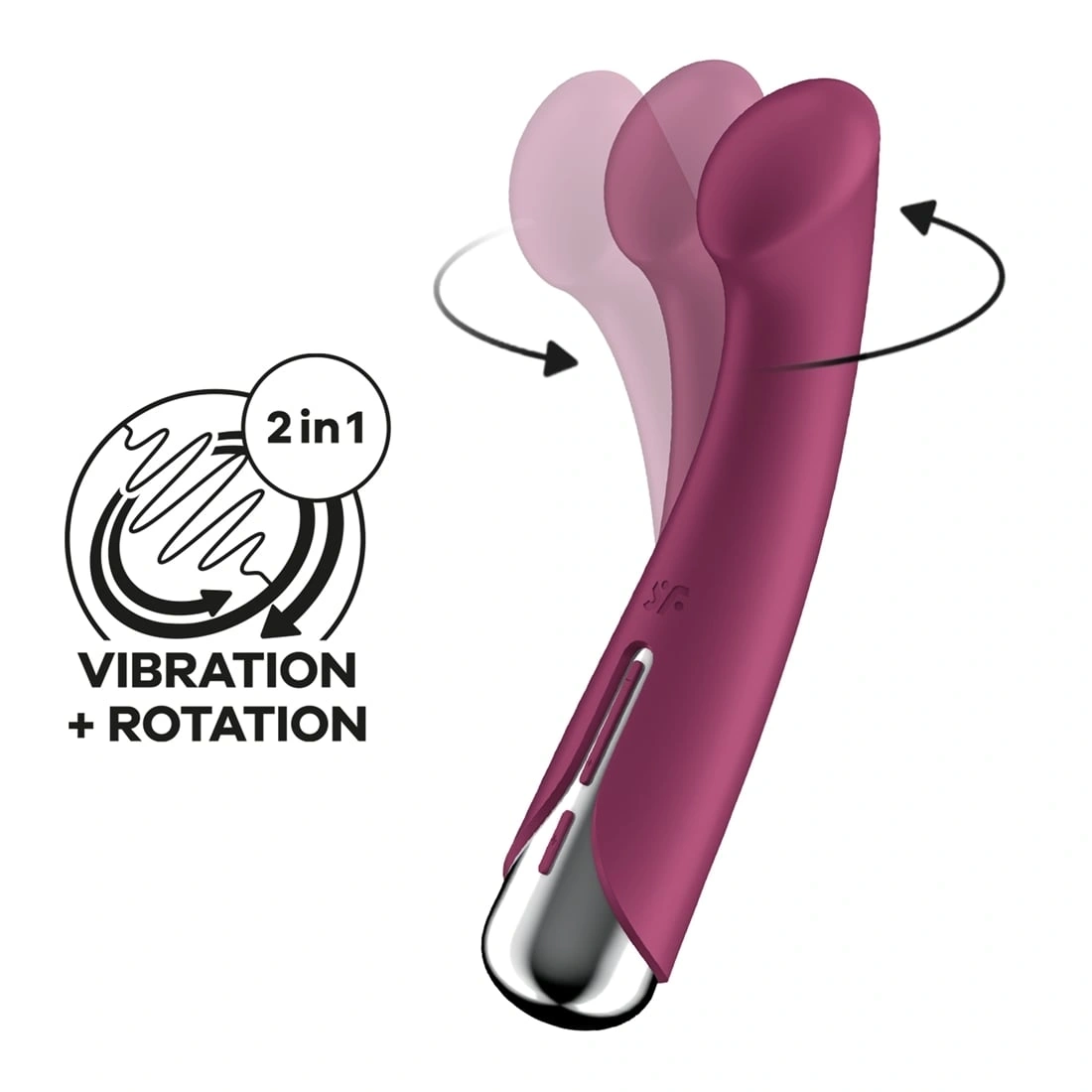 Vibrator Spinning G-Spot 1, 12 Programe de Vibratii, 5 Programe de Rotatii, Silicon, USB, Rosu, 16.5 cm
