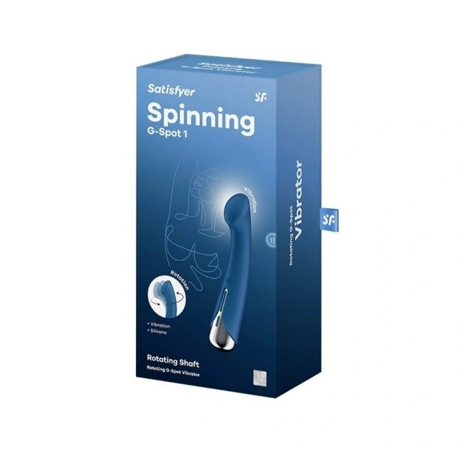 Vibrator Spinning G-Spot 1, 12 Programe de Vibratii, 5 Programe de Rotatii, Silicon, USB, Albastru, 16.5 cm, #6, Erotic24.ro