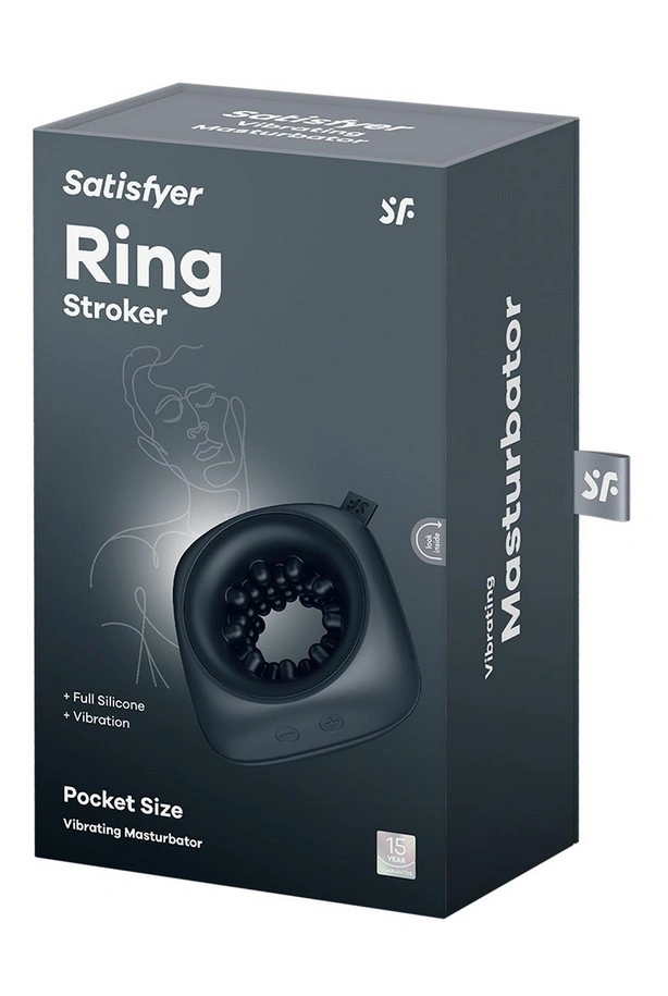 Masturbator Satisfyer Ring Stroker, 12 Moduri Vibratii, Silicon, IPX7, USB, Negru, Nr. 2, Erotic24.ro