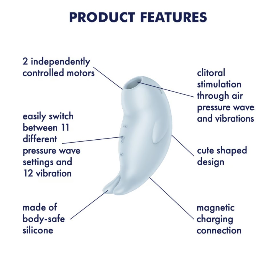 Vibrator Clitoris Seal You Soon, 11 Viteze Suctiune, 12 Moduri Vibratii, Silicon, USB, Albastru Deschis, #6, Erotic24.ro