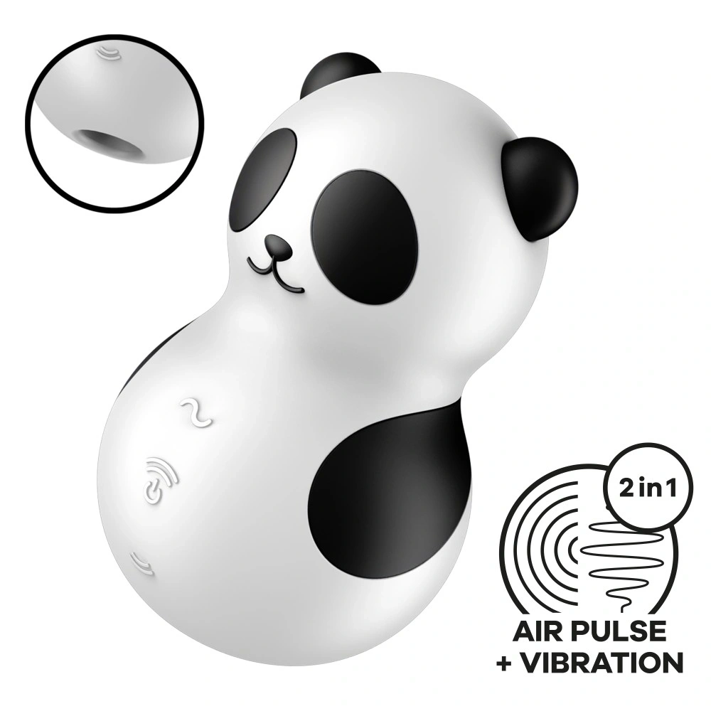 Stimulator Pocket Panda, 11 Intensitati Suctiune, 12 Moduri Vibratii, Silicom, Alb/Negru