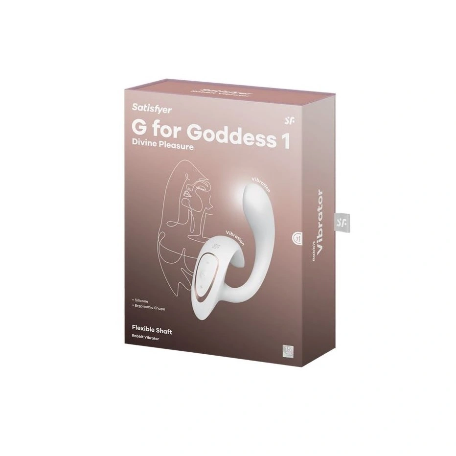 Vibrator Iepuras G for Goddess 1 Satisfyer, 12 Moduri Vibratii, Silicon, USB, Alb, 18.5 cm, Nr. 6, Erotic24.ro