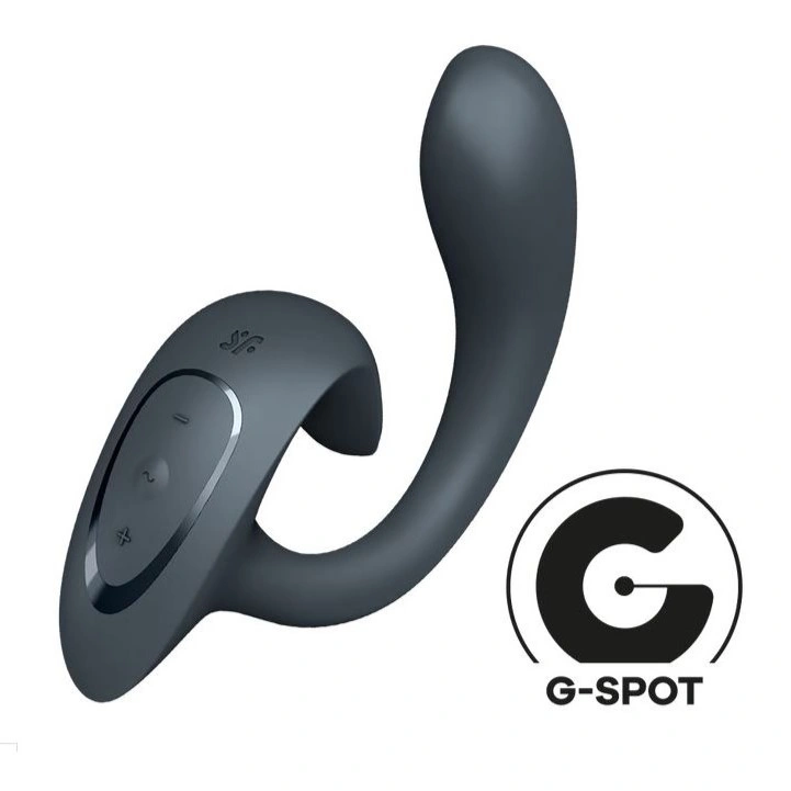 Vibrator Iepuras G for Goddess 1 Satisfyer, 12 Moduri Vibratii, Silicon, USB, Gri Inchis, 18.5 cm, #2, Erotic24.ro