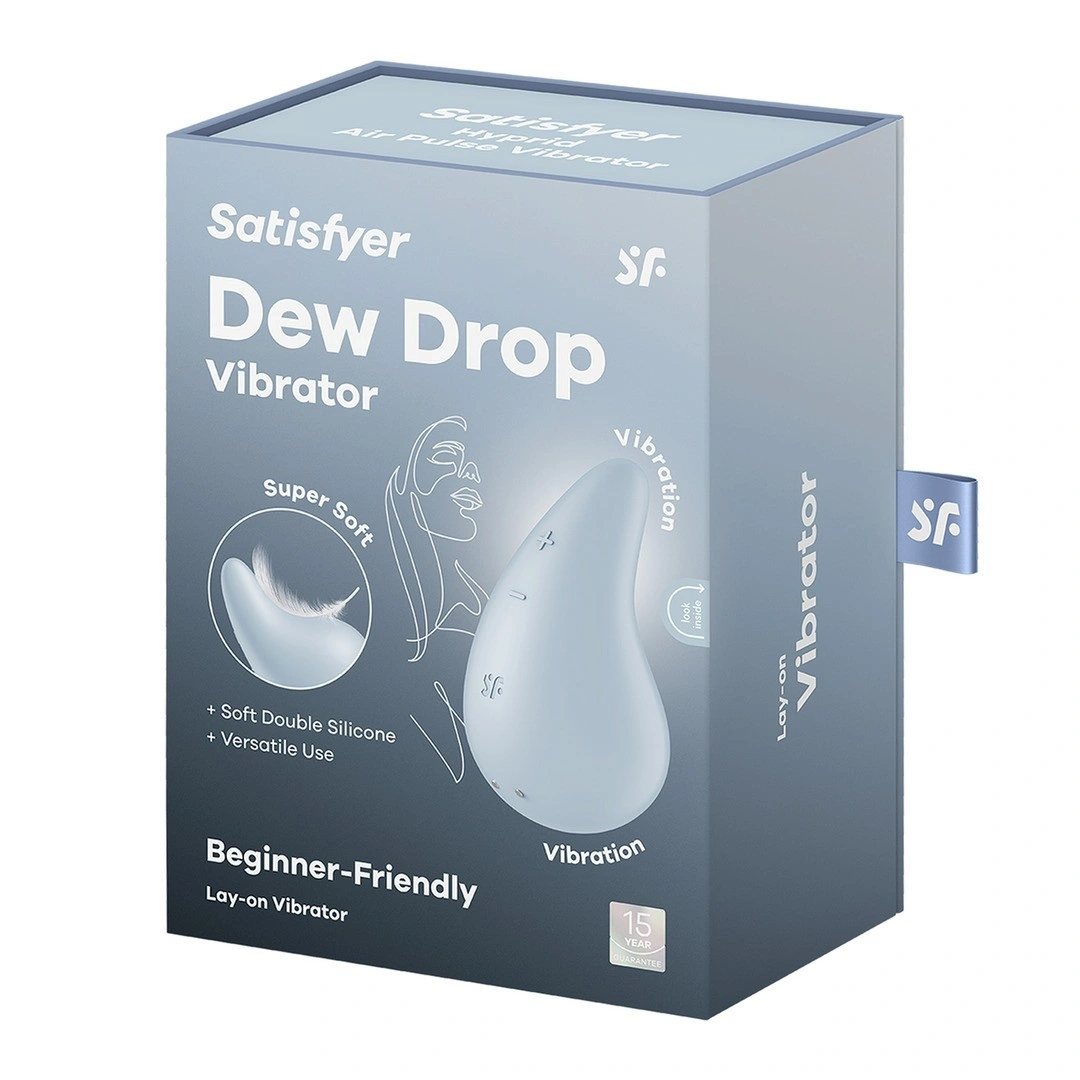 Vibrator Dew Drop, 12 Moduri Vibratii, Silicon, USB, Albastru, #6, Erotic24.ro