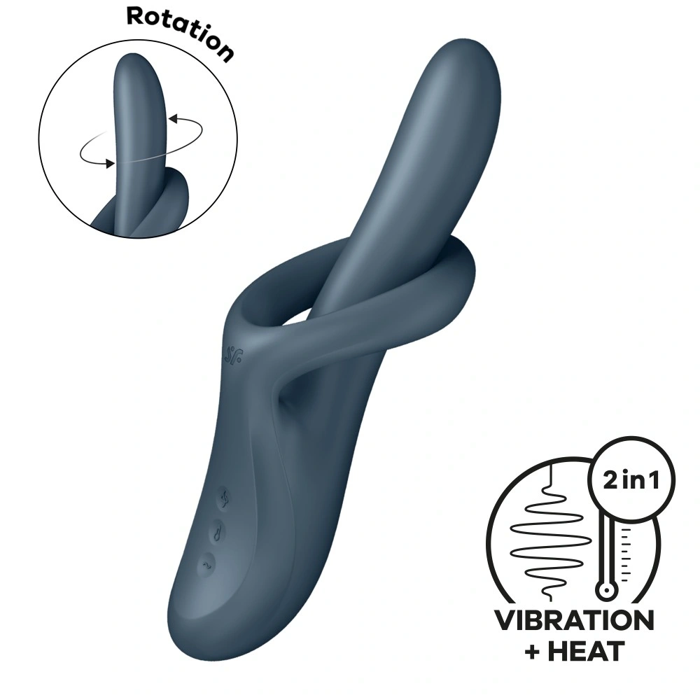 Vibrator cu Incalzire si Rotatii Heat Flex 4, Silicon, USB Magnetic, 23 cm