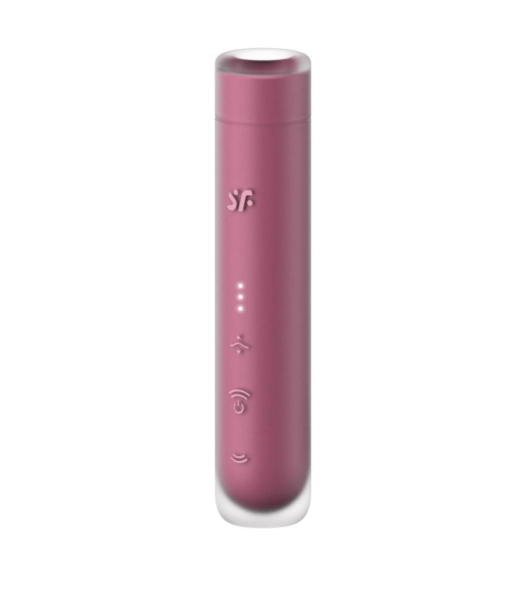 Vibrator First Kiss, 30 Programe Suctiune, USB, Burgundy, 14.5 cm