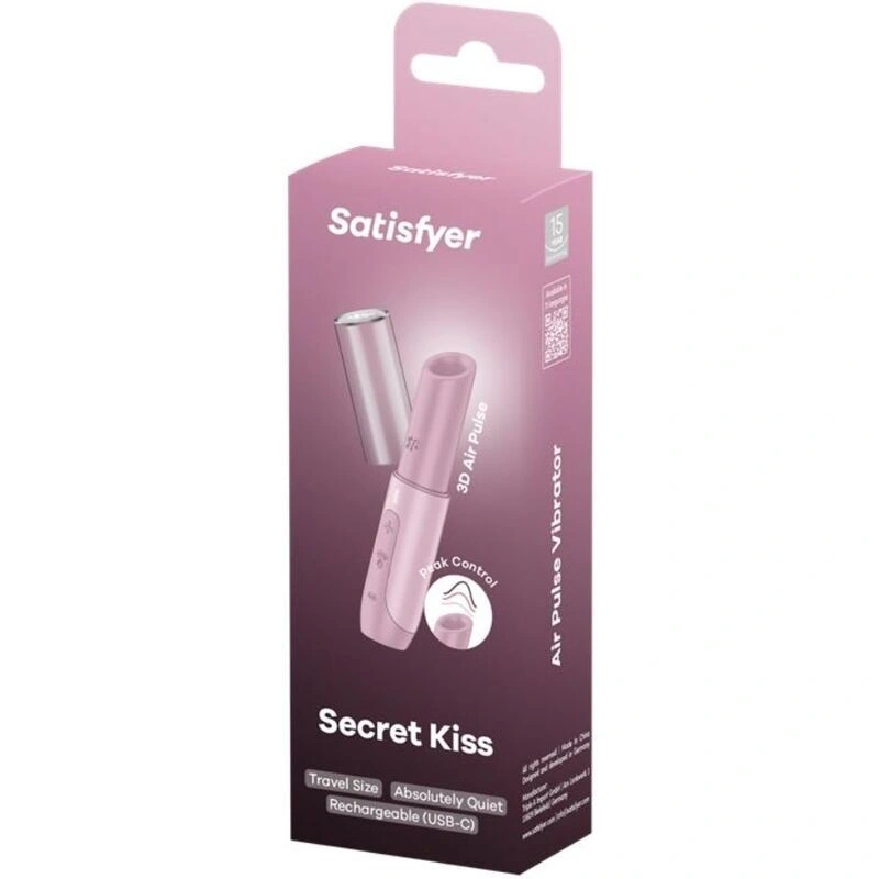 Vibrator Secret Kiss, 30 Programe Suctiune, USB, Roz, 14.5 cm, Nr. 6, Erotic24.ro