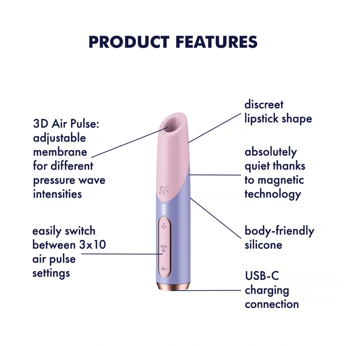 Vibrator Bold Kiss, 30 Programe Suctiune, USB, Roz/Mov, 13 cm, Nr. 2, Erotic24.ro