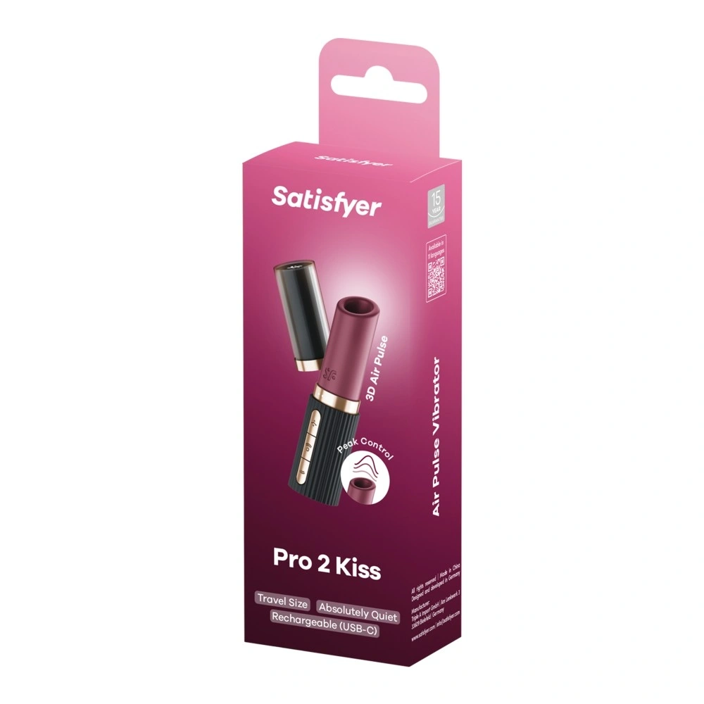 Vibrator Pro 2 Kiss, 30 Programe Suctiune, USB, Burgundy, 11.4 cm, Nr. 8, Erotic24.ro