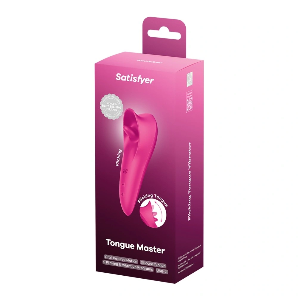 Stimulator Tongue Master, 9 Moduri Vibratii, 9 Moduri Licking, Silicon, USB, Fucsia, 14.4 cm, #7, Erotic24.ro