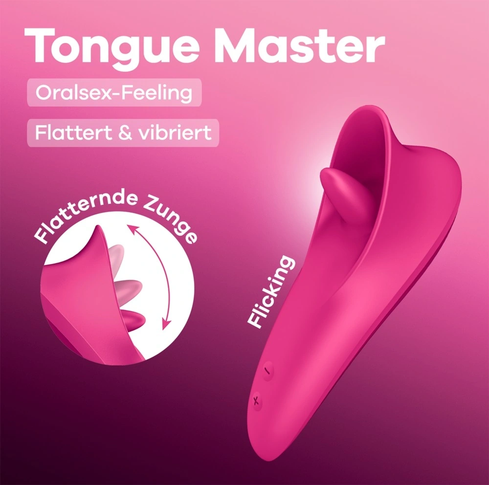 Stimulator Tongue Master, 9 Moduri Vibratii, 9 Moduri Licking, Silicon, USB, Fucsia, 14.4 cm, #6, Erotic24.ro