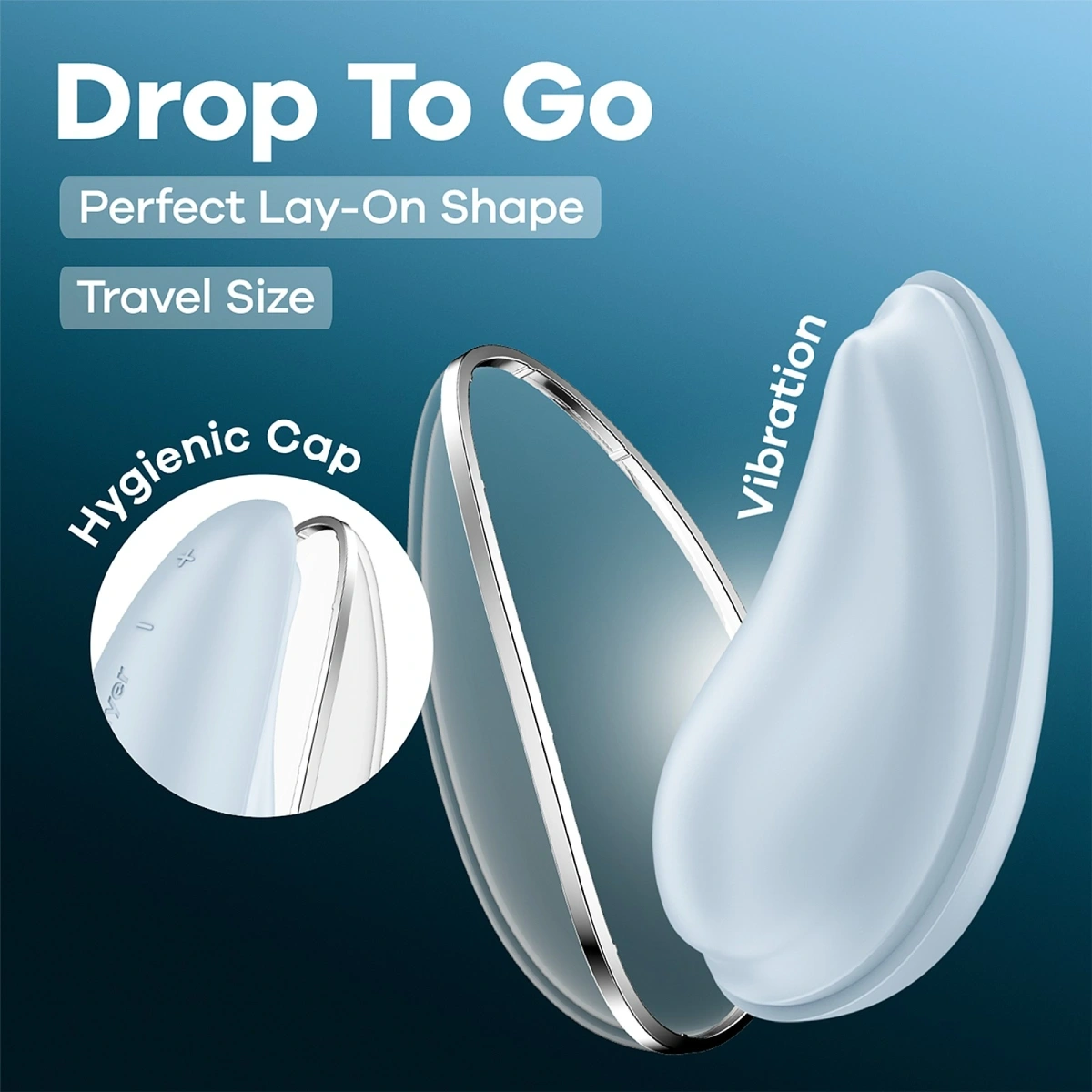 Vibrator Mini Drop To Go, 12 Moduri Vibratii, Silicon, USB, Albastru deschis, 8.5 cm, #7, Erotic24.ro
