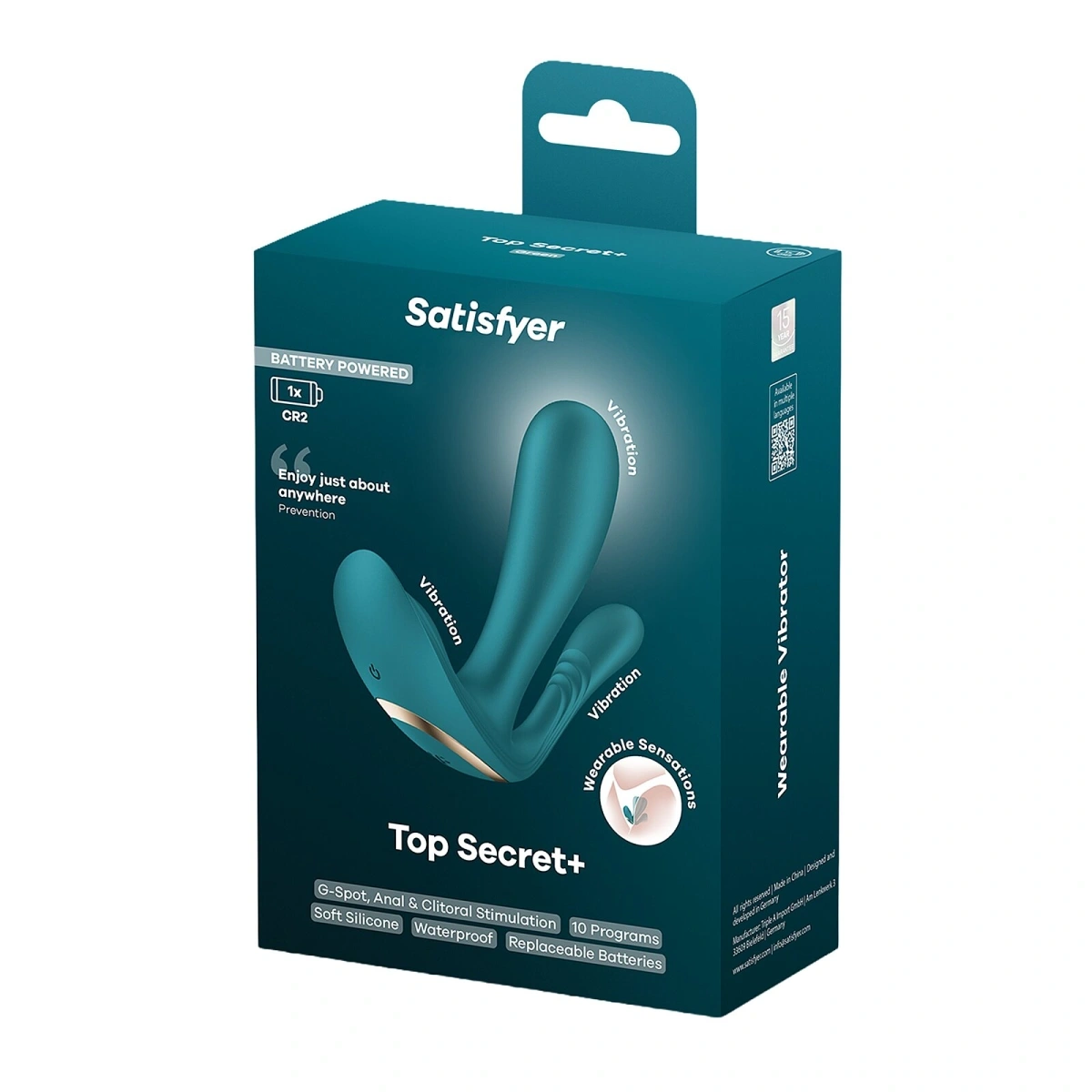 Stimulator Top Secret+, 10 Moduri Vibratii, Silicon, Incarcare cu Baterie, Verde Inchis, 11 cm, Nr. 7, Erotic24.ro