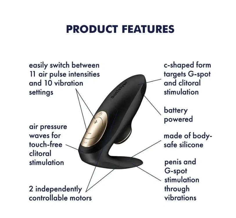 Stimulator Pro 4 Couples, 11 Moduri Suctiune, 12 Moduri Vibratii, Silicon, Incarcare cu Baterii, Silicon, Negru, 8.5 cm, #5, Erotic24.ro