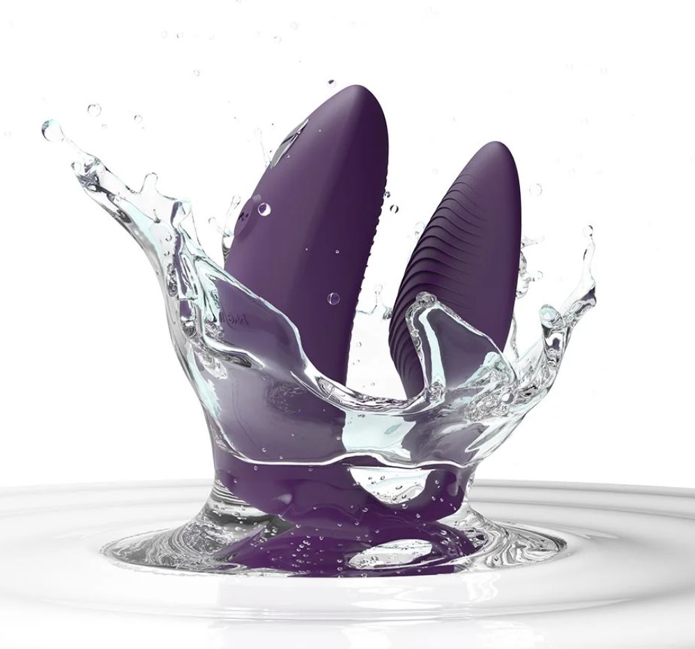 Vibrator Cuplu Sync 2, Silicon, Telecomanda Wireless, Bluetooth, Free App, USB, IPX 7, Mov, #7, Erotic24.ro