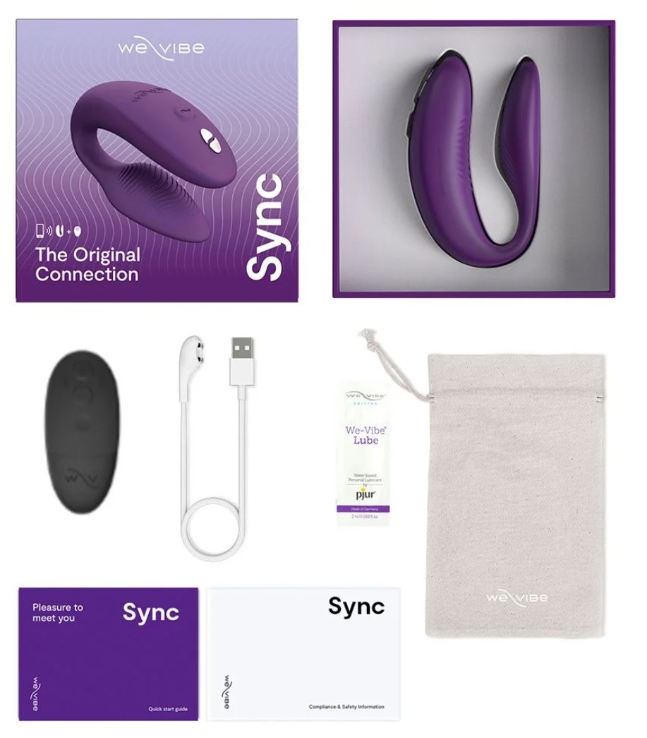 Vibrator Cuplu Sync 2, Silicon, Telecomanda Wireless, Bluetooth, Free App, USB, IPX 7, Mov, #8, Erotic24.ro