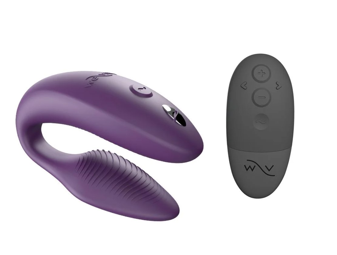 Vibrator Cuplu Sync 2, Silicon, Telecomanda Wireless, Bluetooth, Free App, USB, IPX 7, Mov, #6, Erotic24.ro