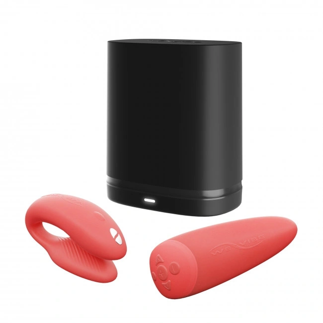 Vibrator pentru Cupluri Chorus We Vibe, Bluetooth Control, Mobile App, Silicon, USB, Coral, #2, Erotic24.ro