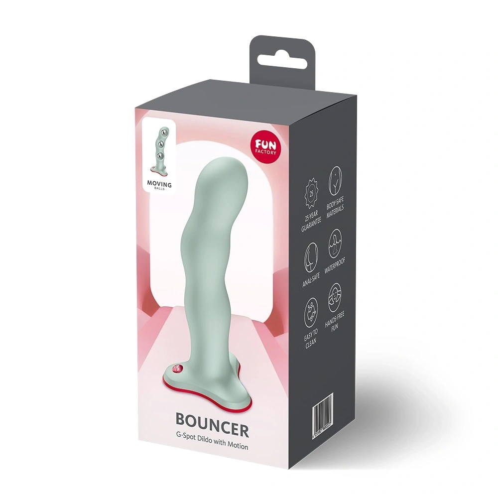 Dildo Bouncer Fun Factory, Ventuza la Baza, Silicon, Verde Deschis, 18.2 cm, Nr. 8, Erotic24.ro