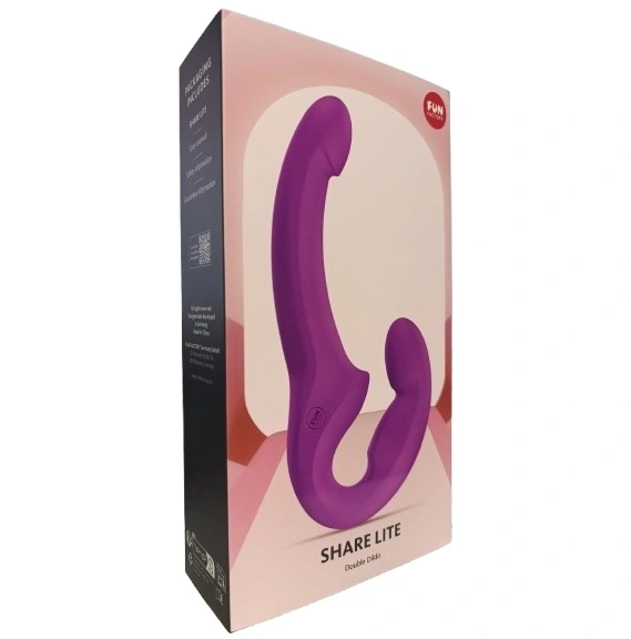Dildo Dublu Share Lite pentru Cuplu, Silicon, Mov, #3, Erotic24.ro