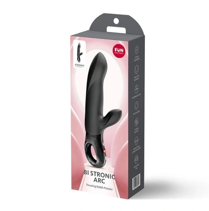 Vibrator Rabbit Bi Stronic Arc Fun Factory, 8 Moduri Impingere, 6 Moduri Vibratii, Silicon, USB, Negru, 21.6 cm, #4, Erotic24.ro